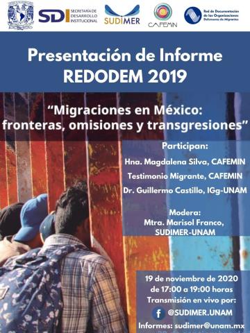 Presentación del Informe REDODEM 2019  “Migraciones en México: fronteras, omisiones y transgresiones” 