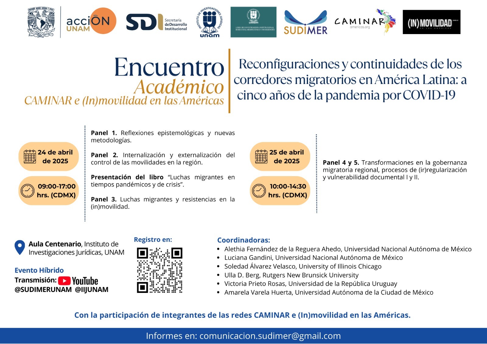 Panel 5 y Clausura del Encuentro Académico CAMINAR–(In)movilidad en las Américas